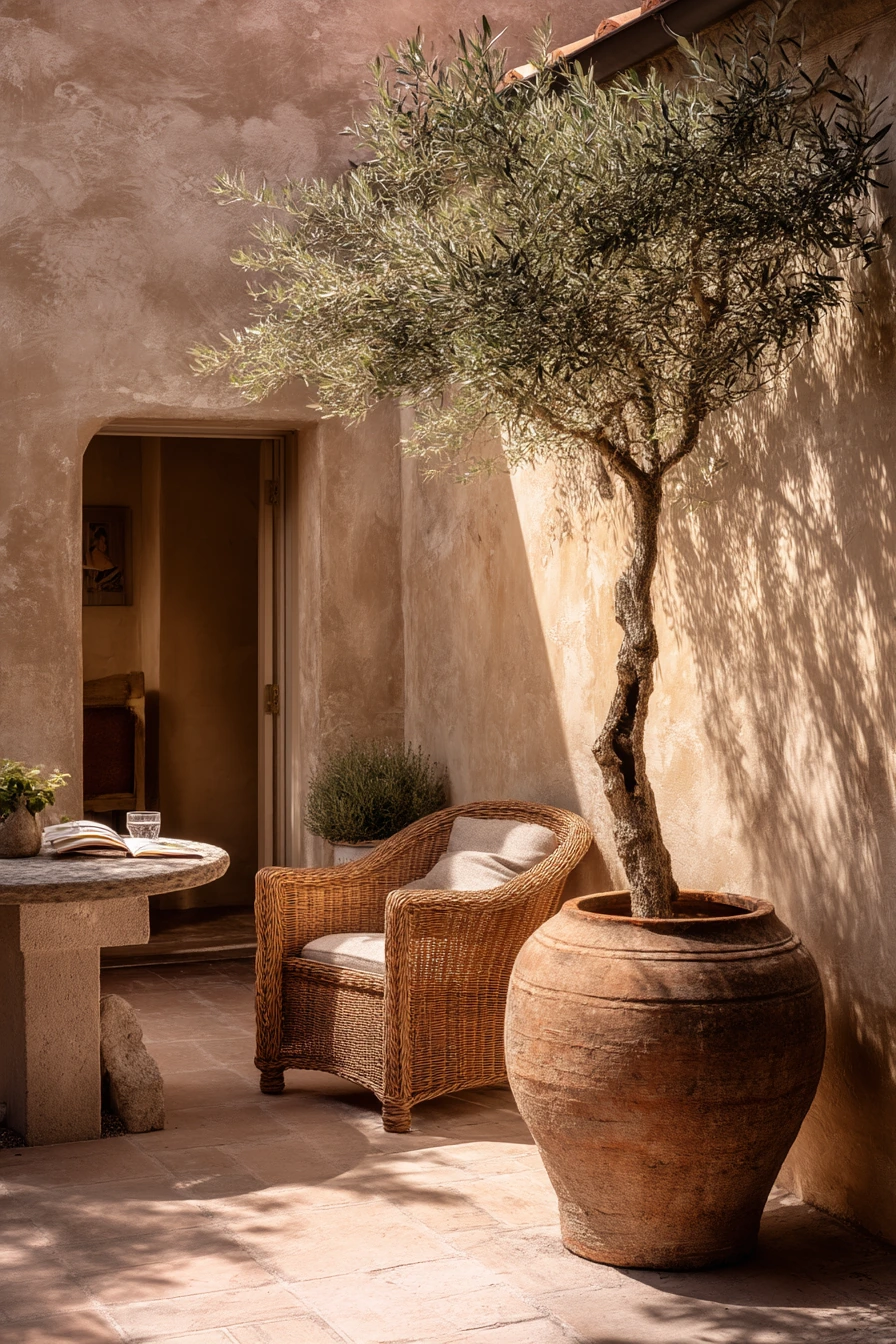 Mediterranean Olive Tree Courtyard