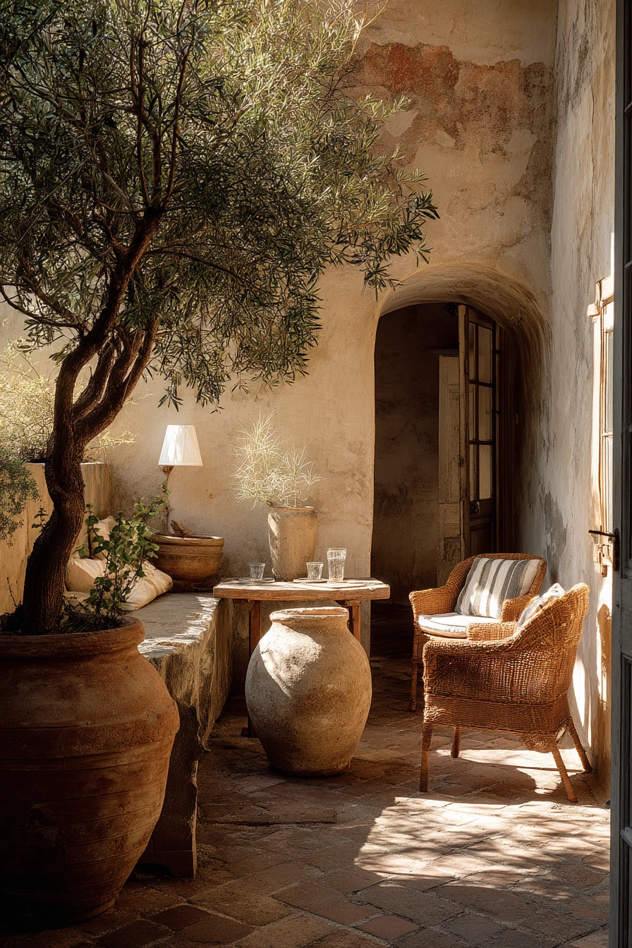 Mediterranean Olive Tree Courtyard