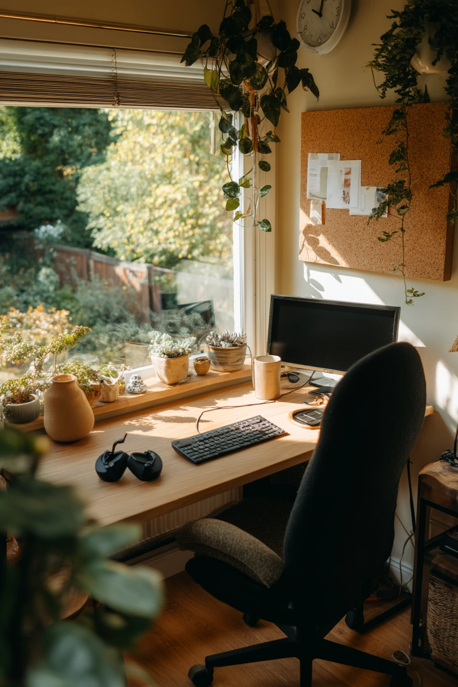Garden Room Home Office with Plants