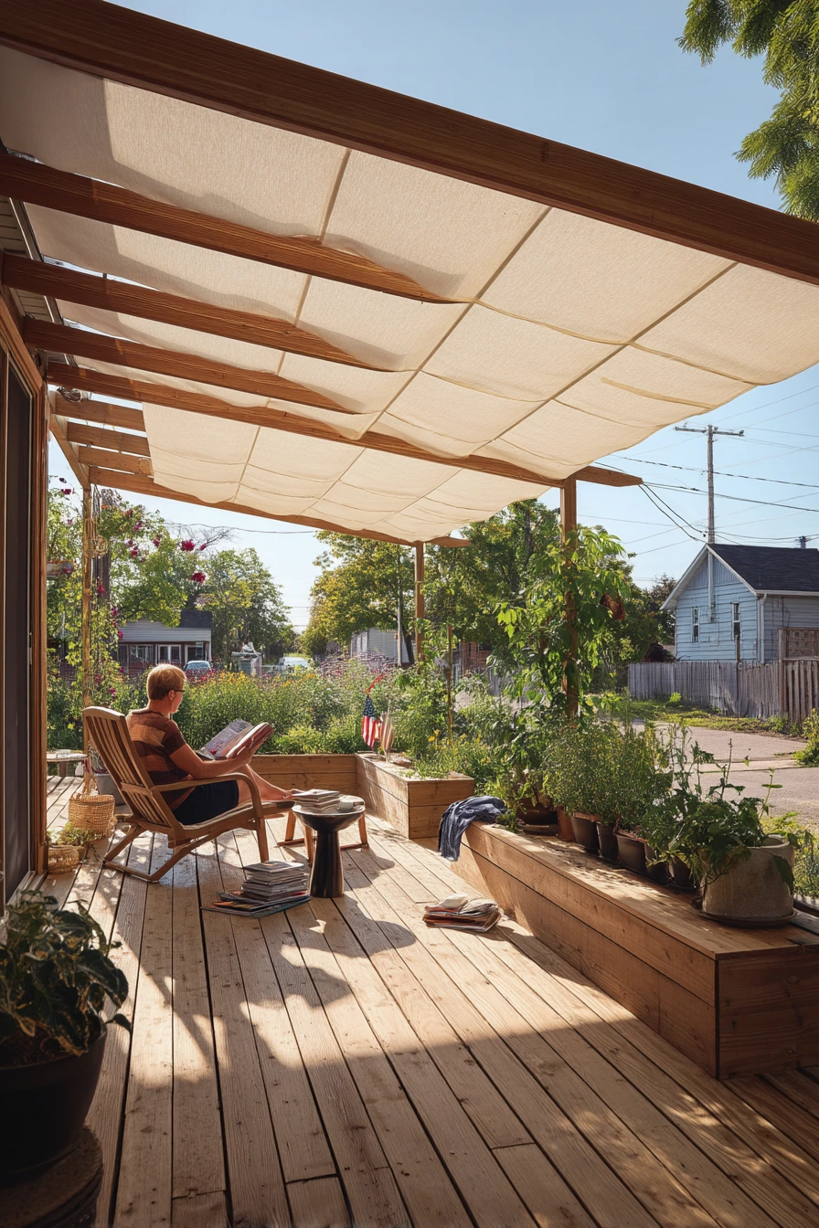 Retractable Awning for a Sun-Baked Deck