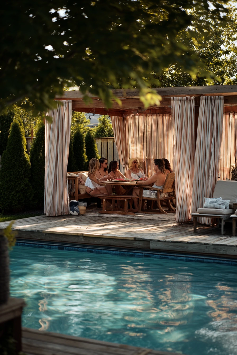 Poolside Cabana Shade for Weekend Hosting
