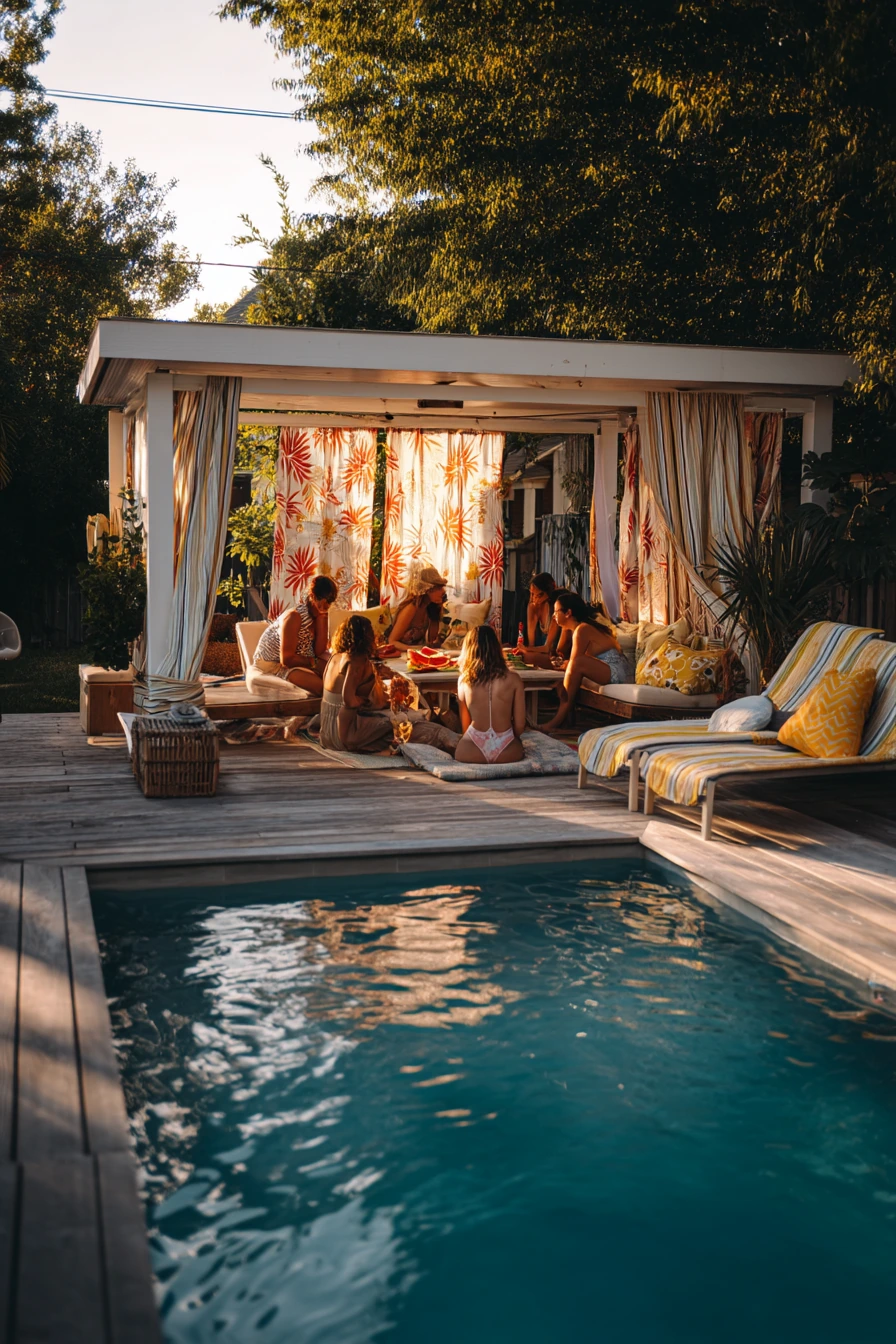 Poolside Cabana Shade for Weekend Hosting
