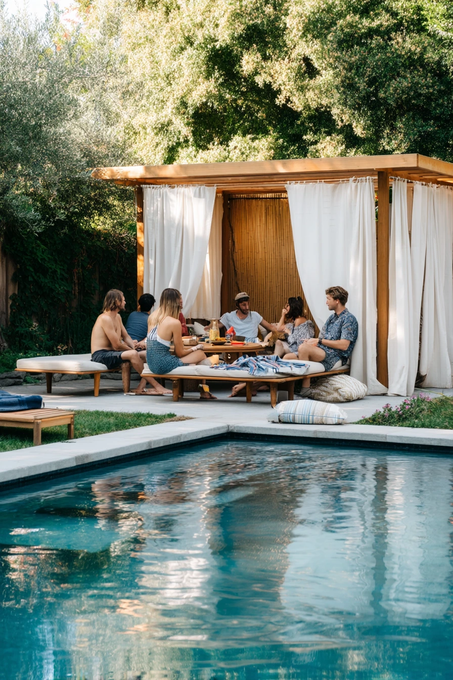 Poolside Cabana Shade for Weekend Hosting