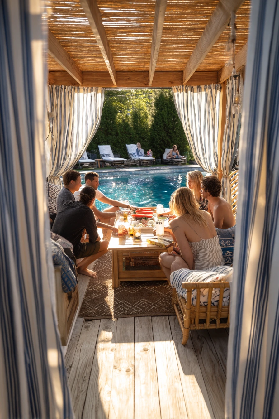 Poolside Cabana Shade for Weekend Hosting