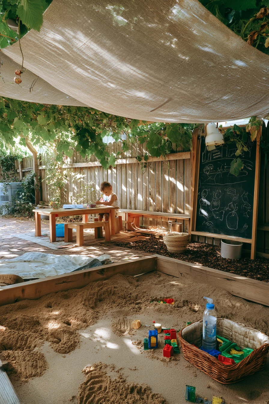 Kids’ Play Zone with Woven Shade Canopy