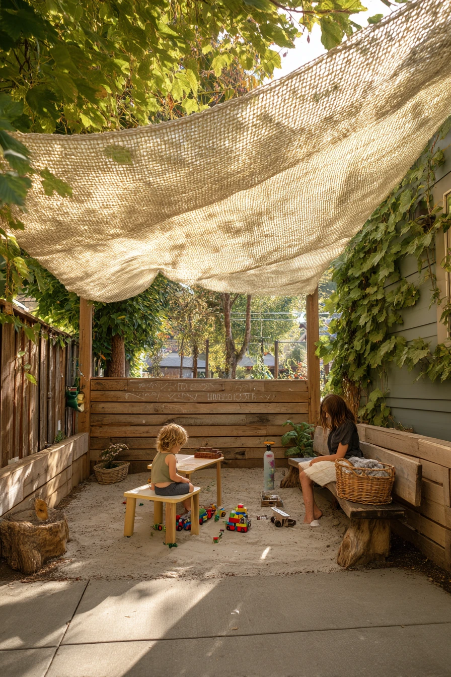 Kids’ Play Zone with Woven Shade Canopy