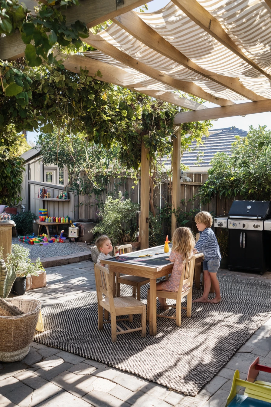 Pergola Shade for a Busy Family Patio