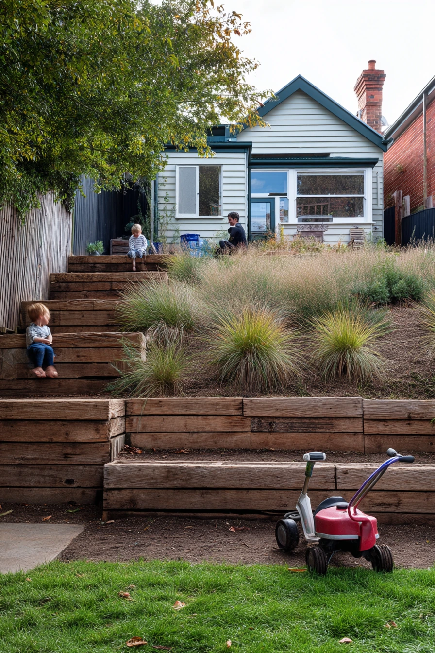 Sleeper Retaining Wall for a Sloped Garden
