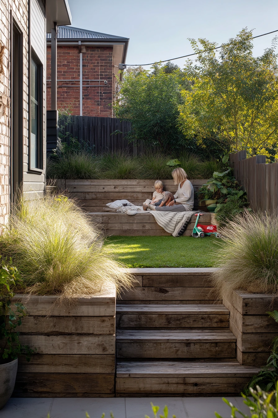 Sleeper Retaining Wall for a Sloped Garden