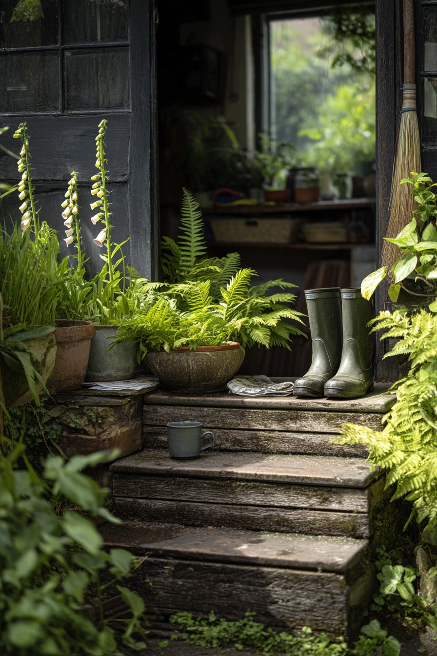 Sleeper Steps Leading to a Cottage Door
