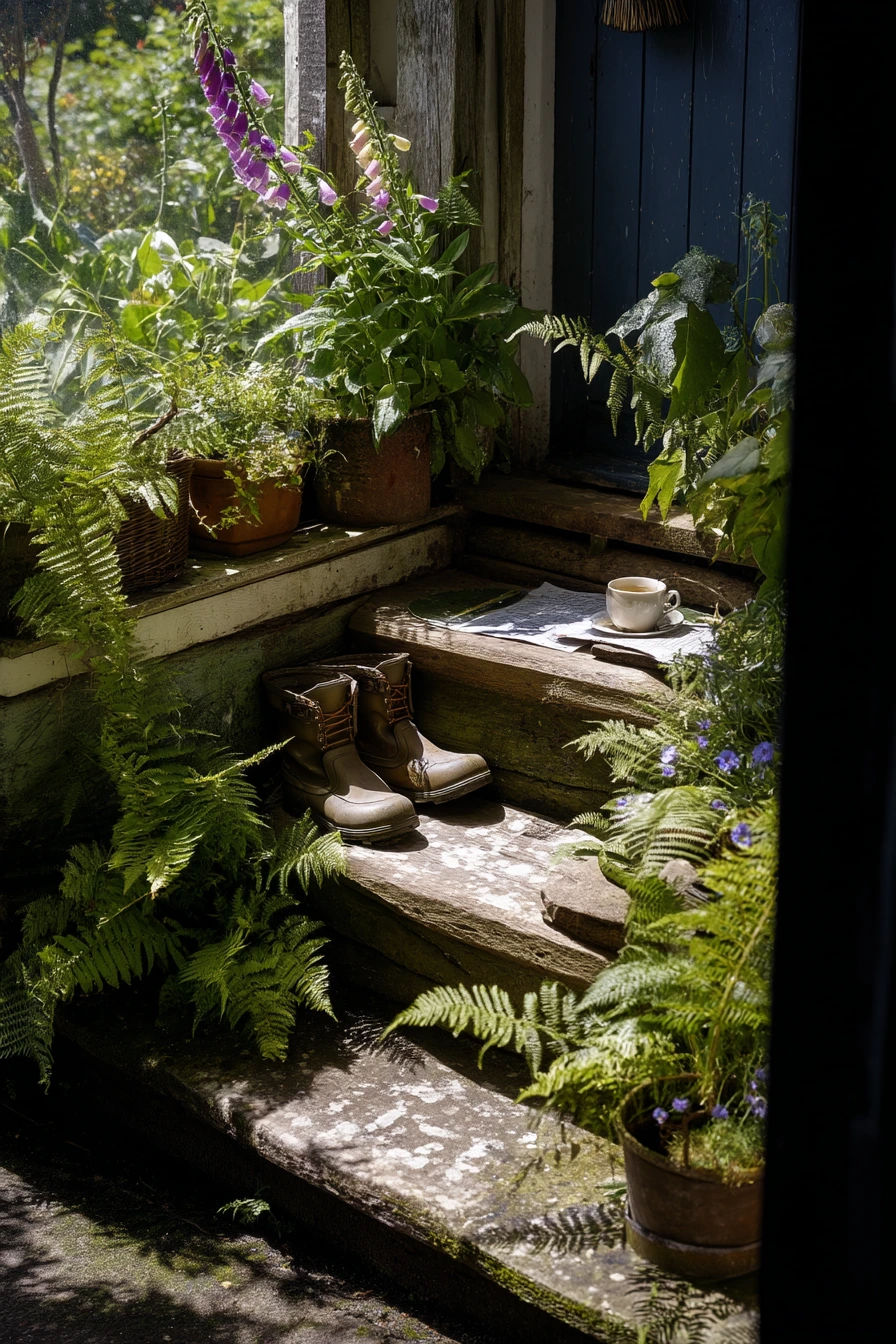Sleeper Steps Leading to a Cottage Door