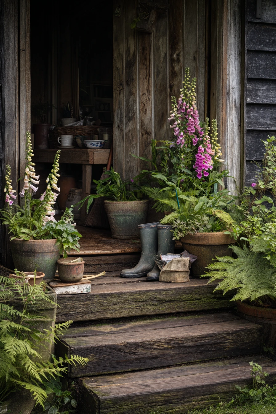 Sleeper Steps Leading to a Cottage Door