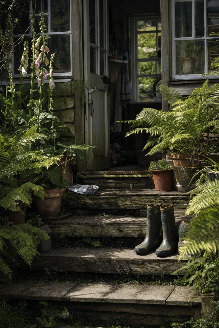 Sleeper Steps Leading to a Cottage Door