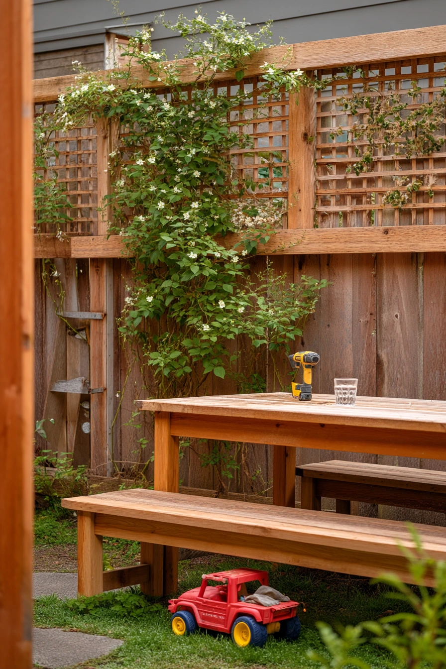 DIY Trellis Wall in a Starter Backyard