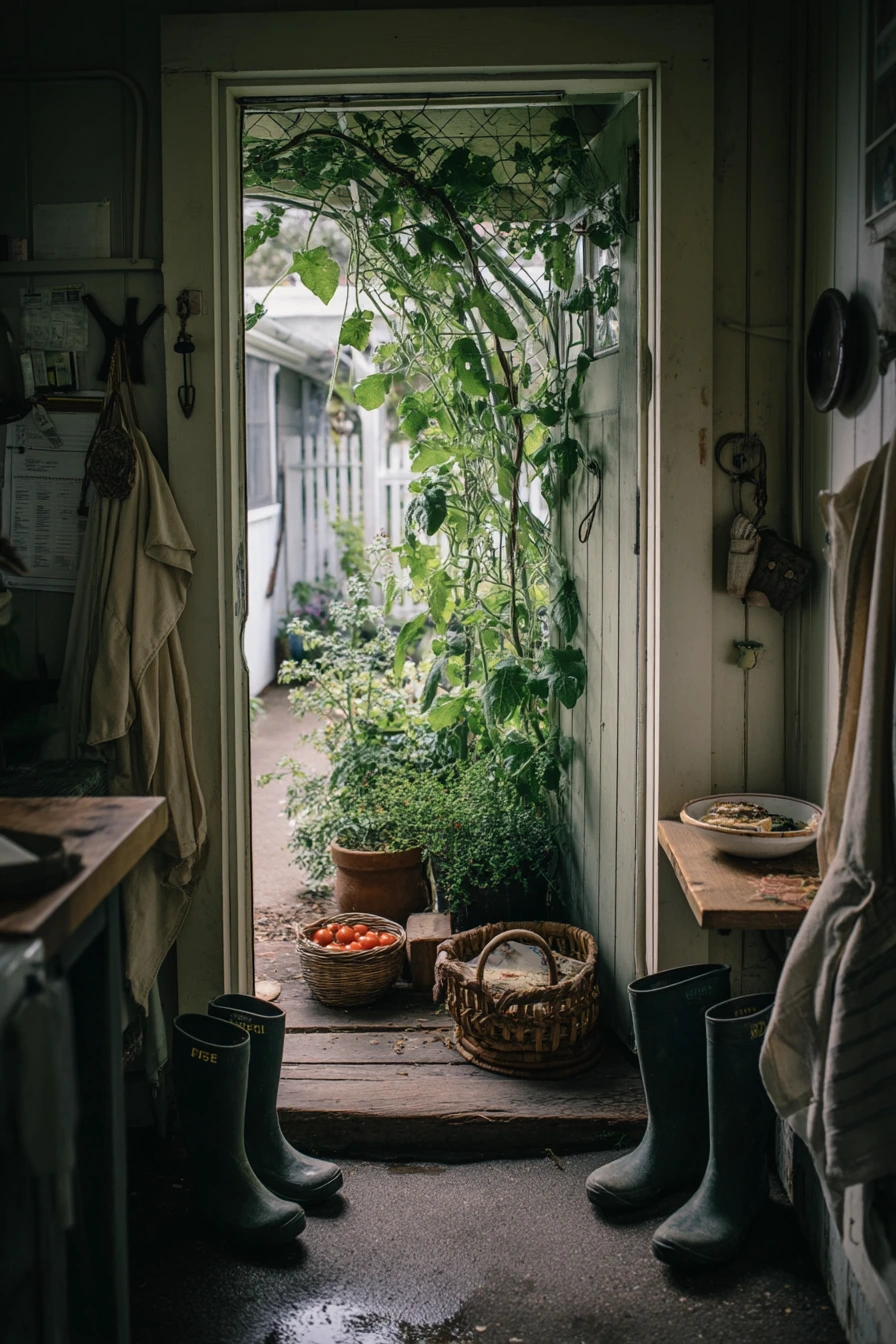 Kitchen Garden Trellis by the Back Door