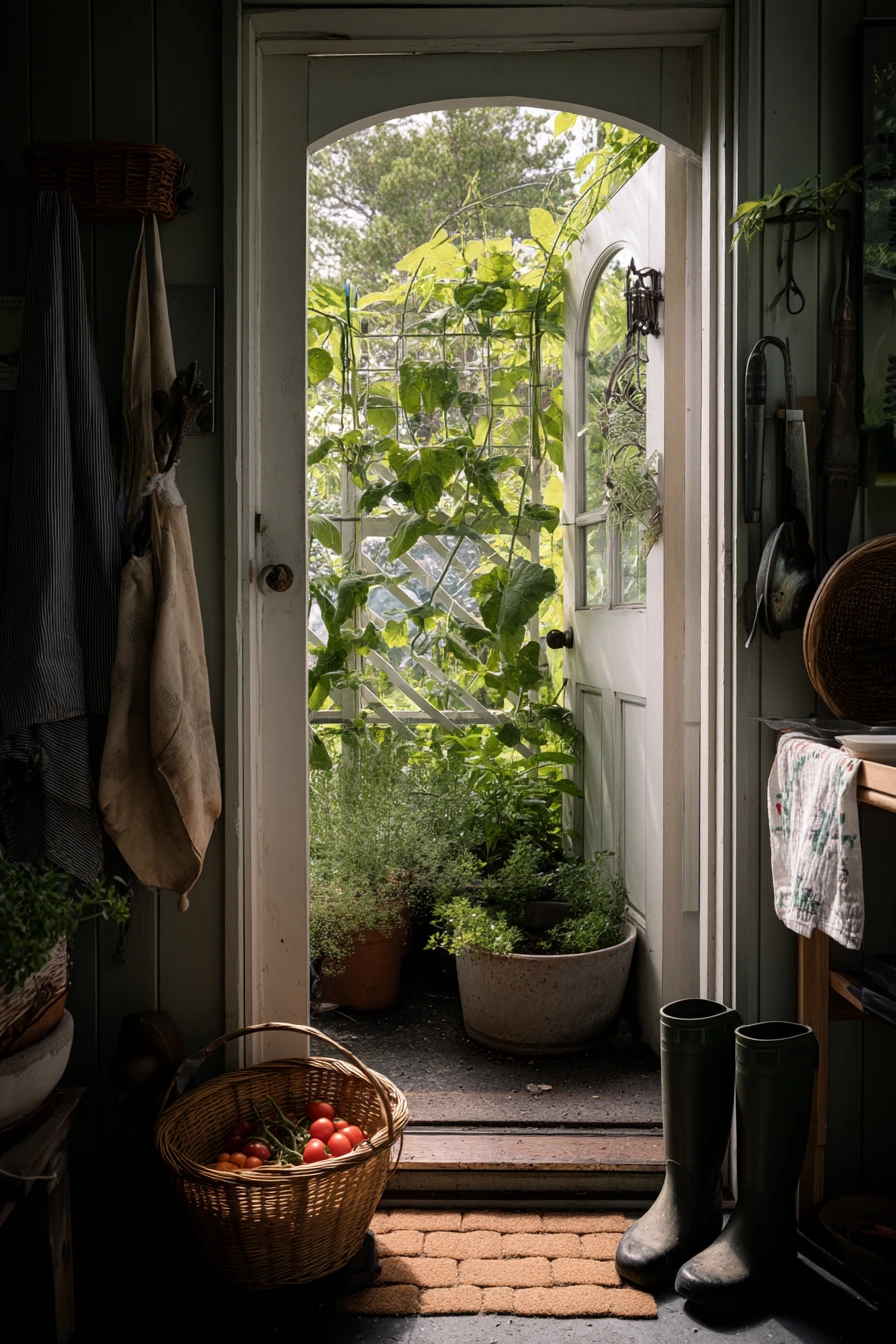 Kitchen Garden Trellis by the Back Door