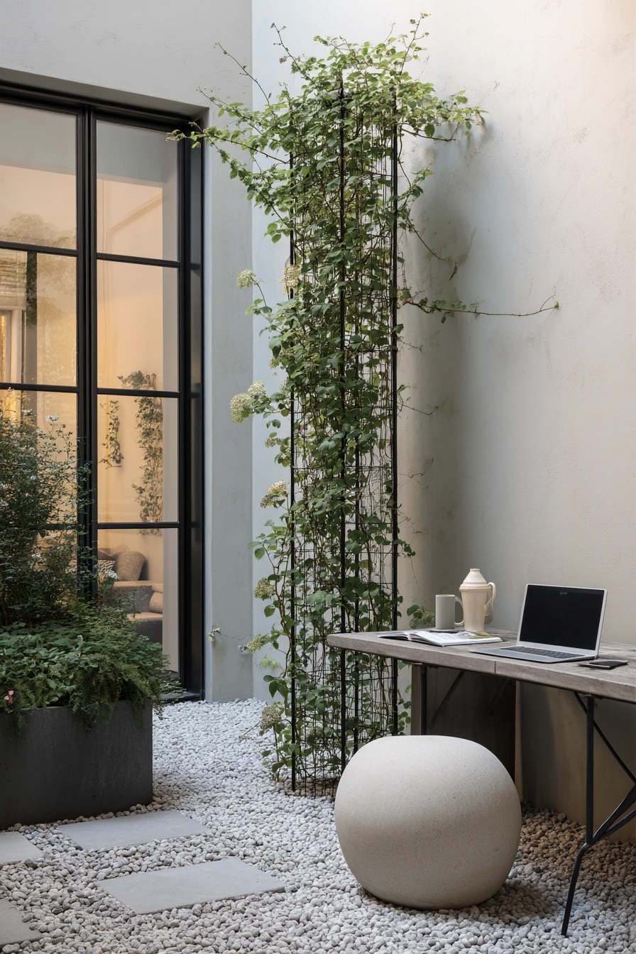 Modern Metal Trellis for a Clean Courtyard