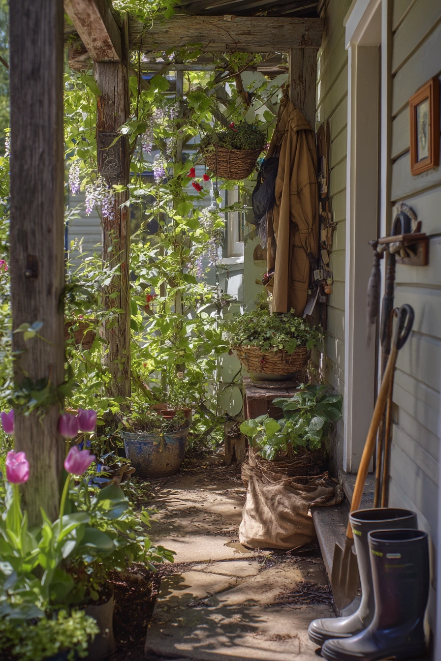 Seasonal Spring Trellis with Hanging Planters