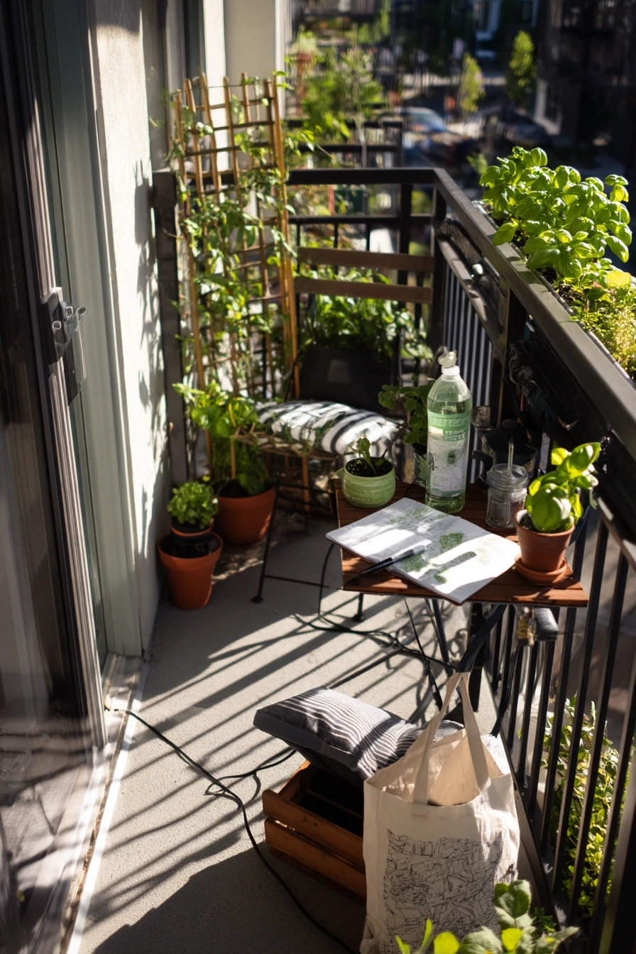 Small Balcony Trellis for Apartment Herbs