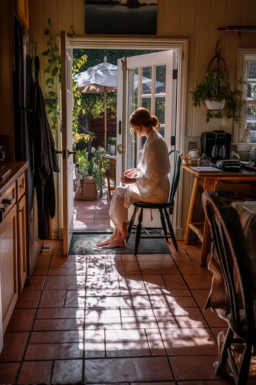 Courtyard Bridal Prep by the Garden Door