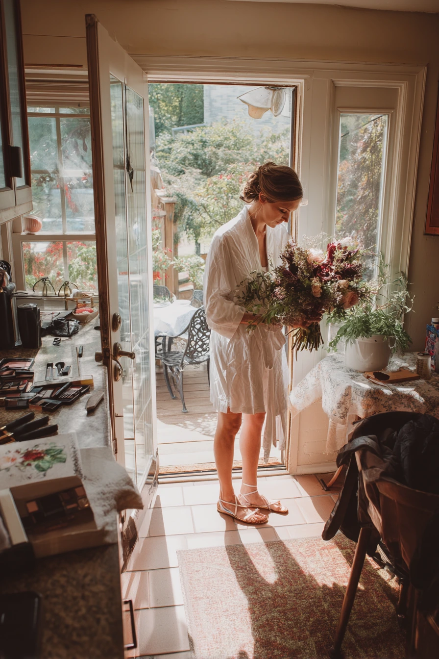 Courtyard Bridal Prep by the Garden Door