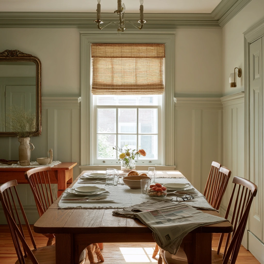 Classic Green and Wood Dining Room
