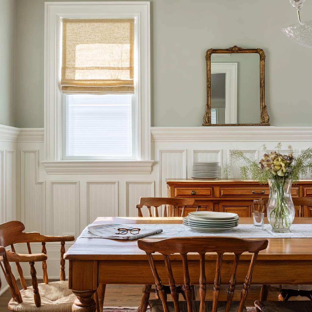 Classic Green and Wood Dining Room