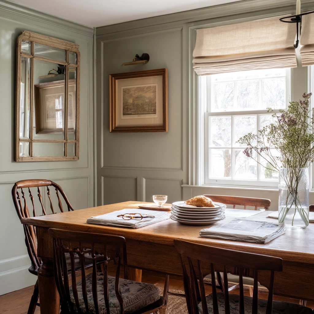 Classic Green and Wood Dining Room