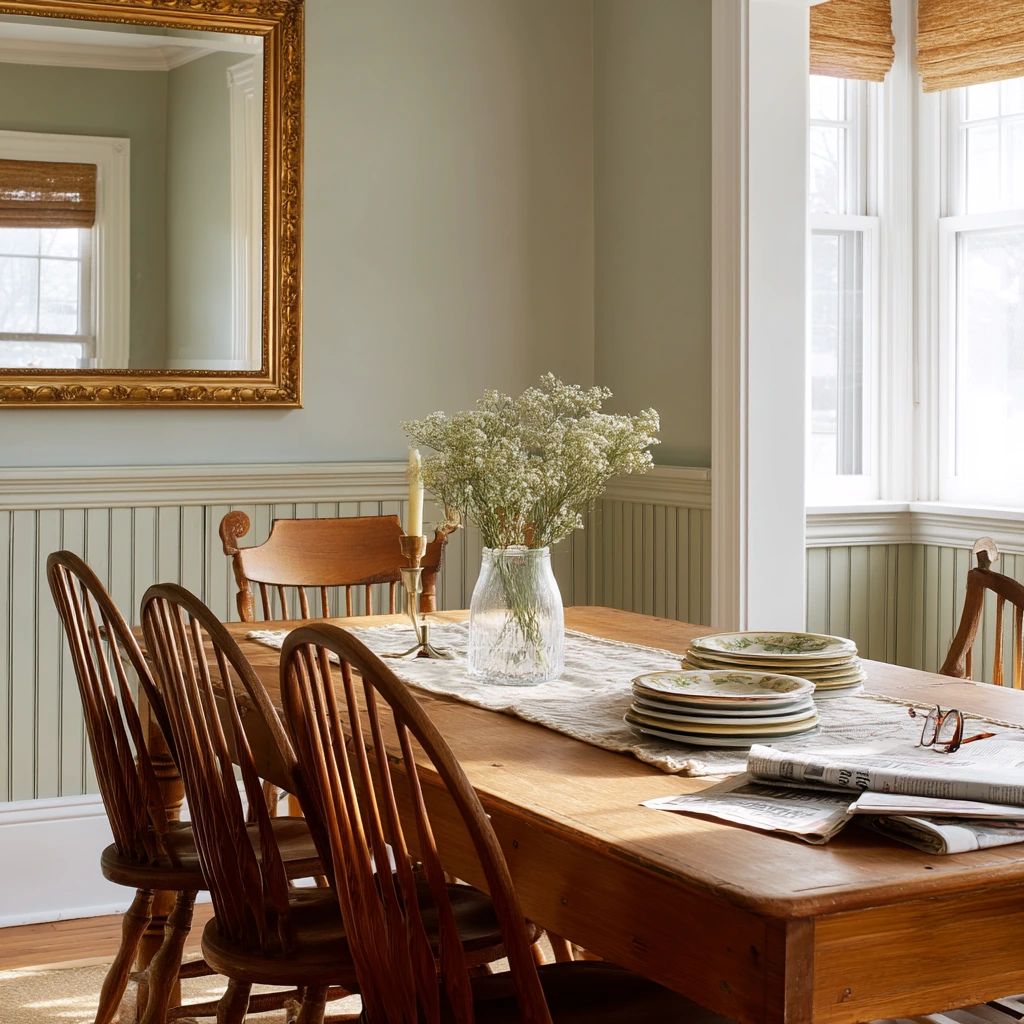 Classic Green and Wood Dining Room