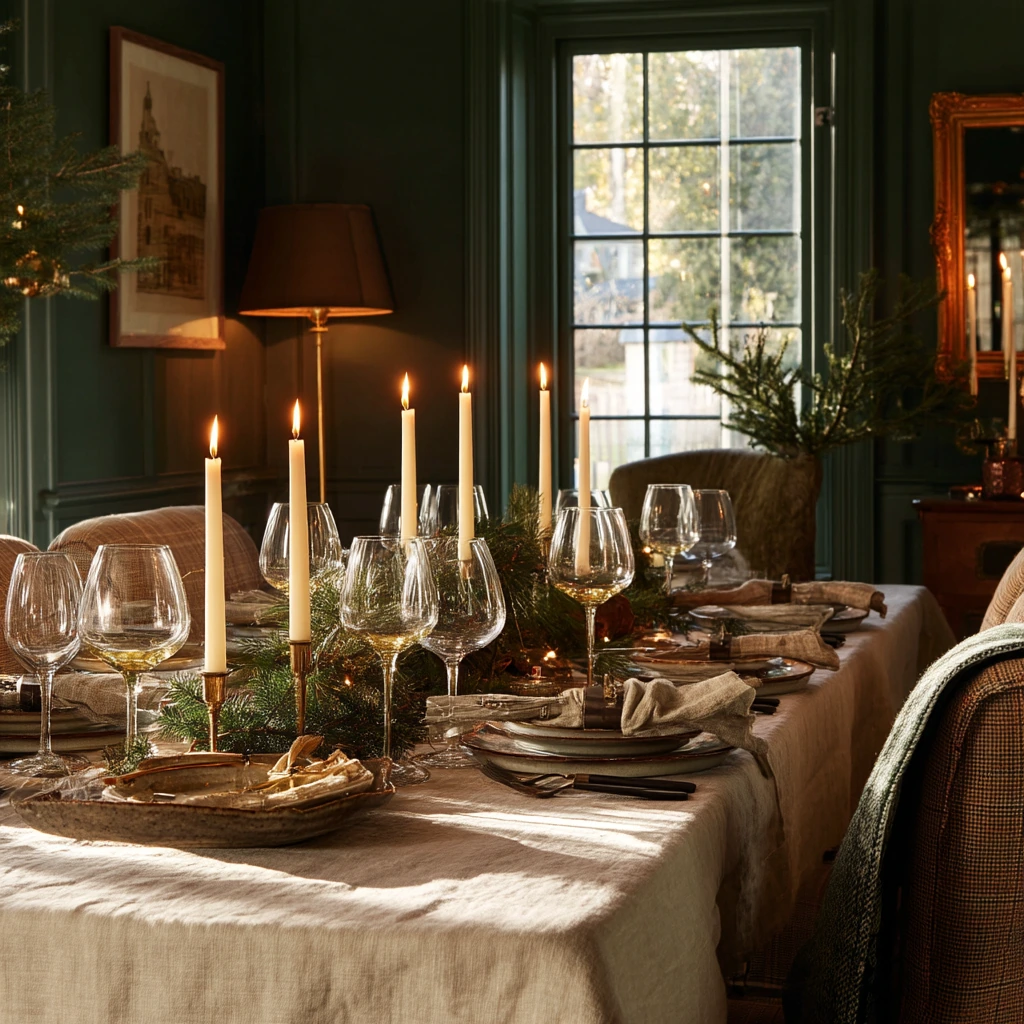 Holiday Green Dining Setup