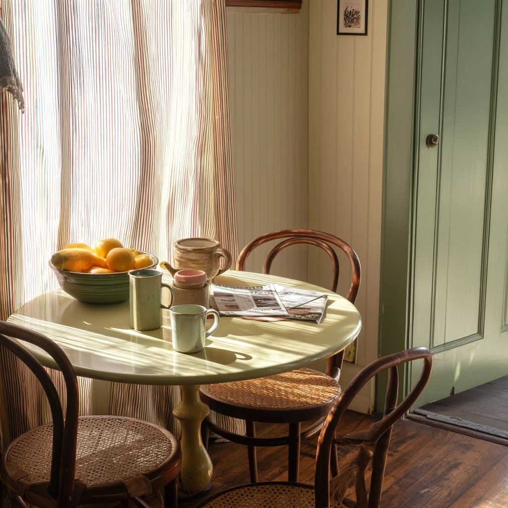 Morning Coffee in a Green Breakfast Room