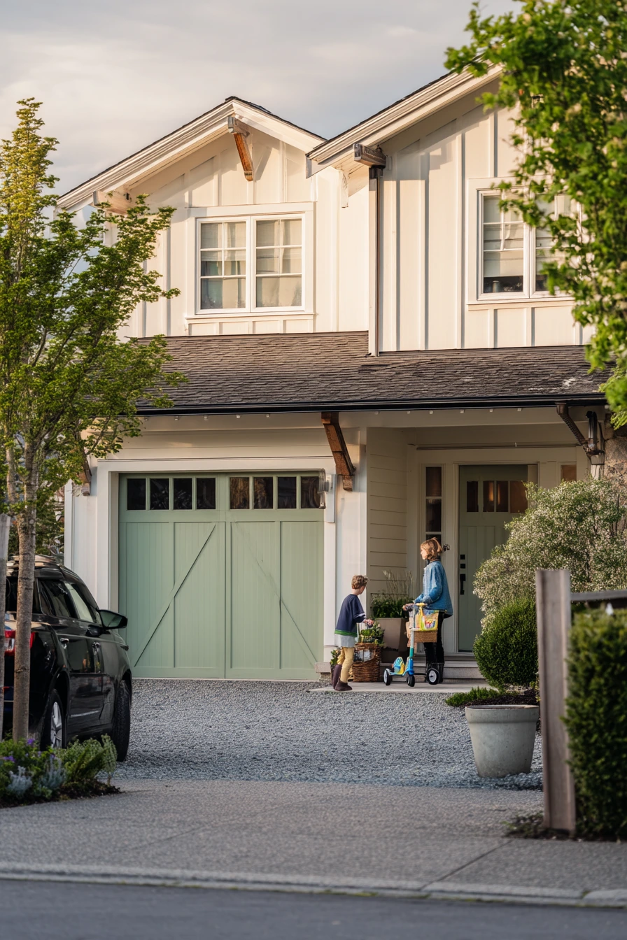 1. Fresh Green Garage Door Curb Appeal