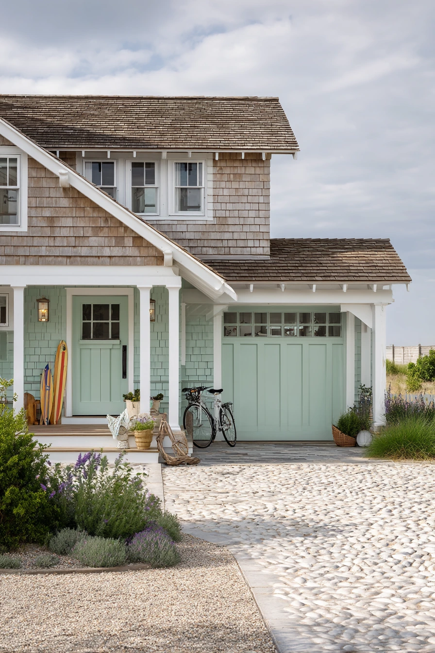 8. Coastal Cottage With Sea-Glass Green Garage