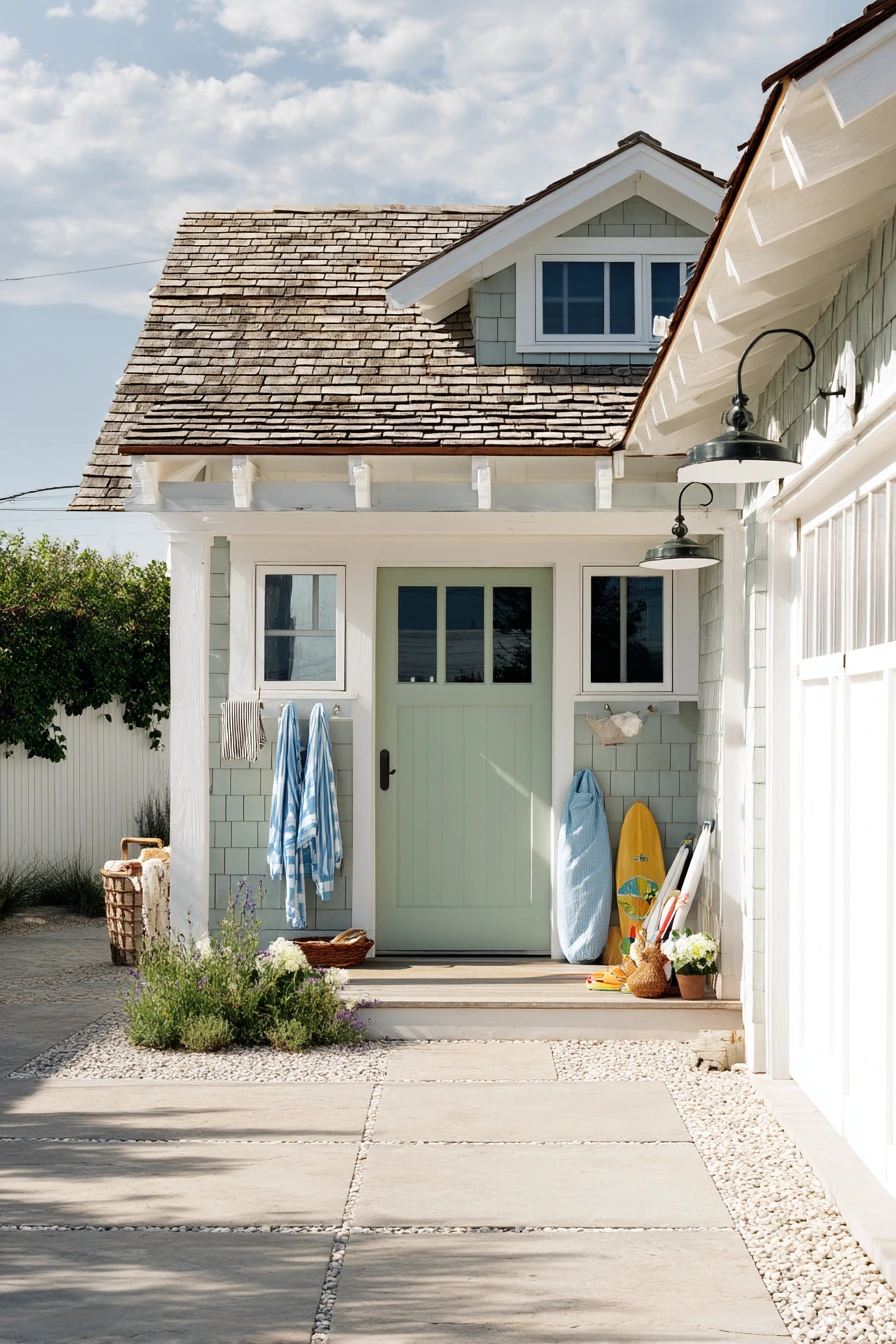 8. Coastal Cottage With Sea-Glass Green Garage