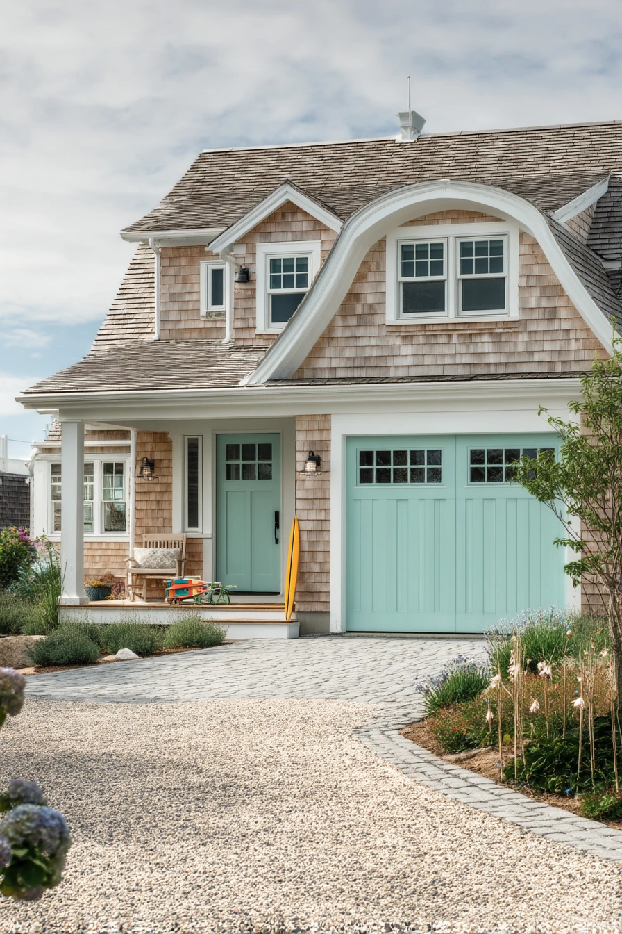 8. Coastal Cottage With Sea-Glass Green Garage