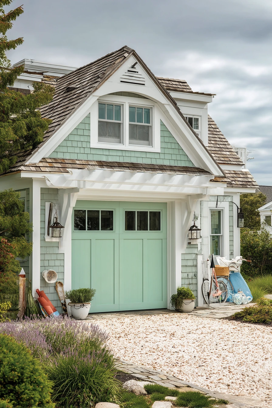 8. Coastal Cottage With Sea-Glass Green Garage
