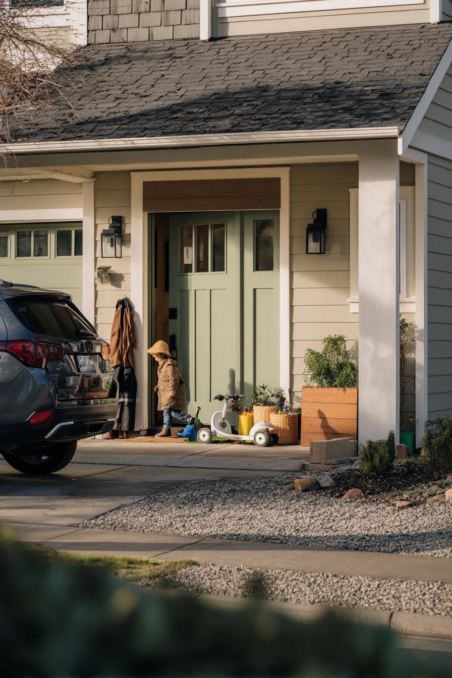 1. Fresh Green Garage Door Curb Appeal