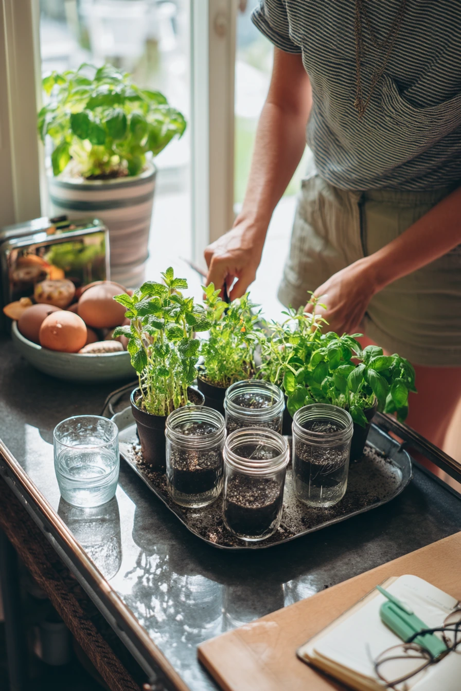 Renter-Friendly Mason Jar Herb Station