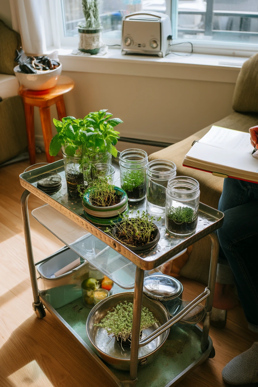 Renter-Friendly Mason Jar Herb Station
