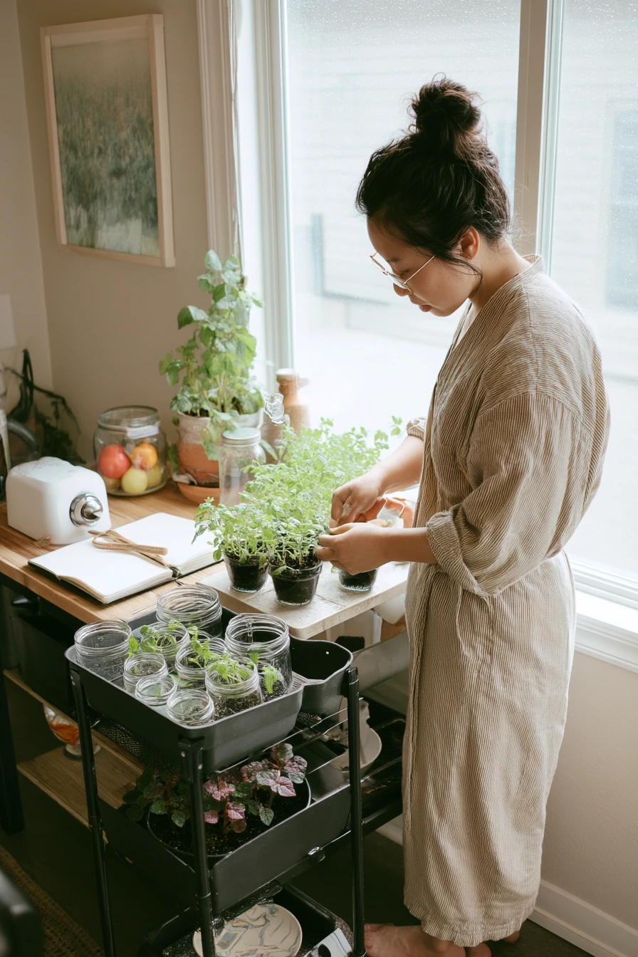 Renter-Friendly Mason Jar Herb Station