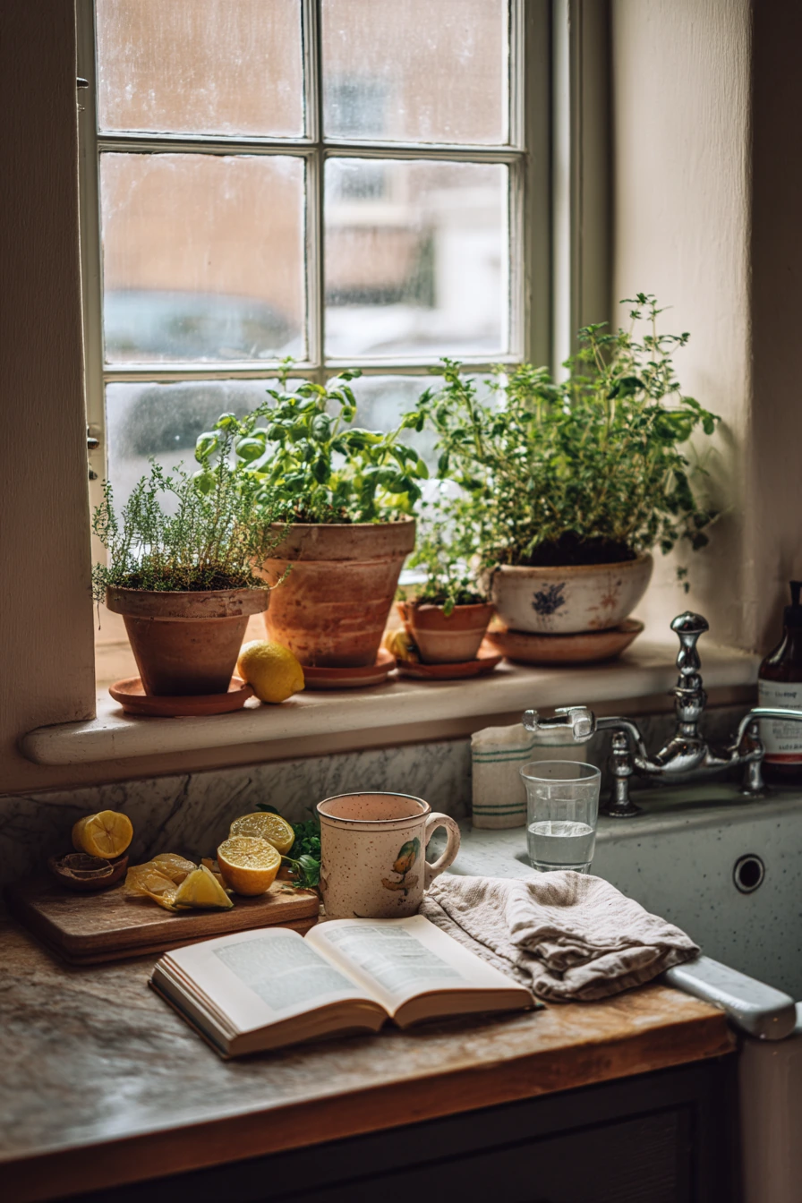 Sunny Kitchen Windowsill Herb Garden