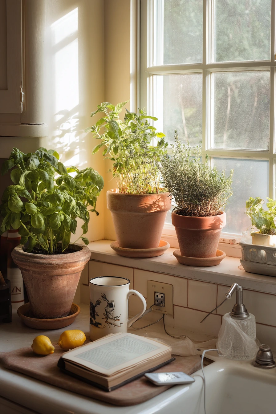Sunny Kitchen Windowsill Herb Garden