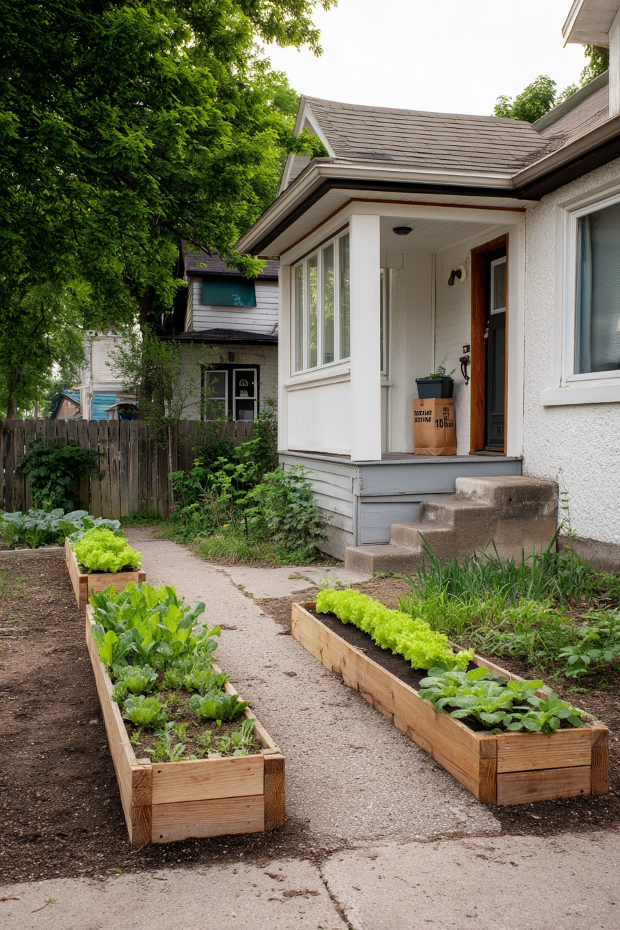 Simple Front Walk Edible Beds