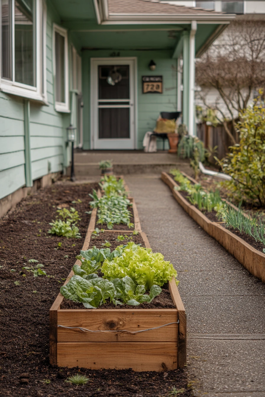 Simple Front Walk Edible Beds