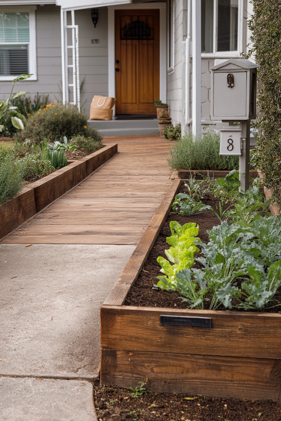Simple Front Walk Edible Beds