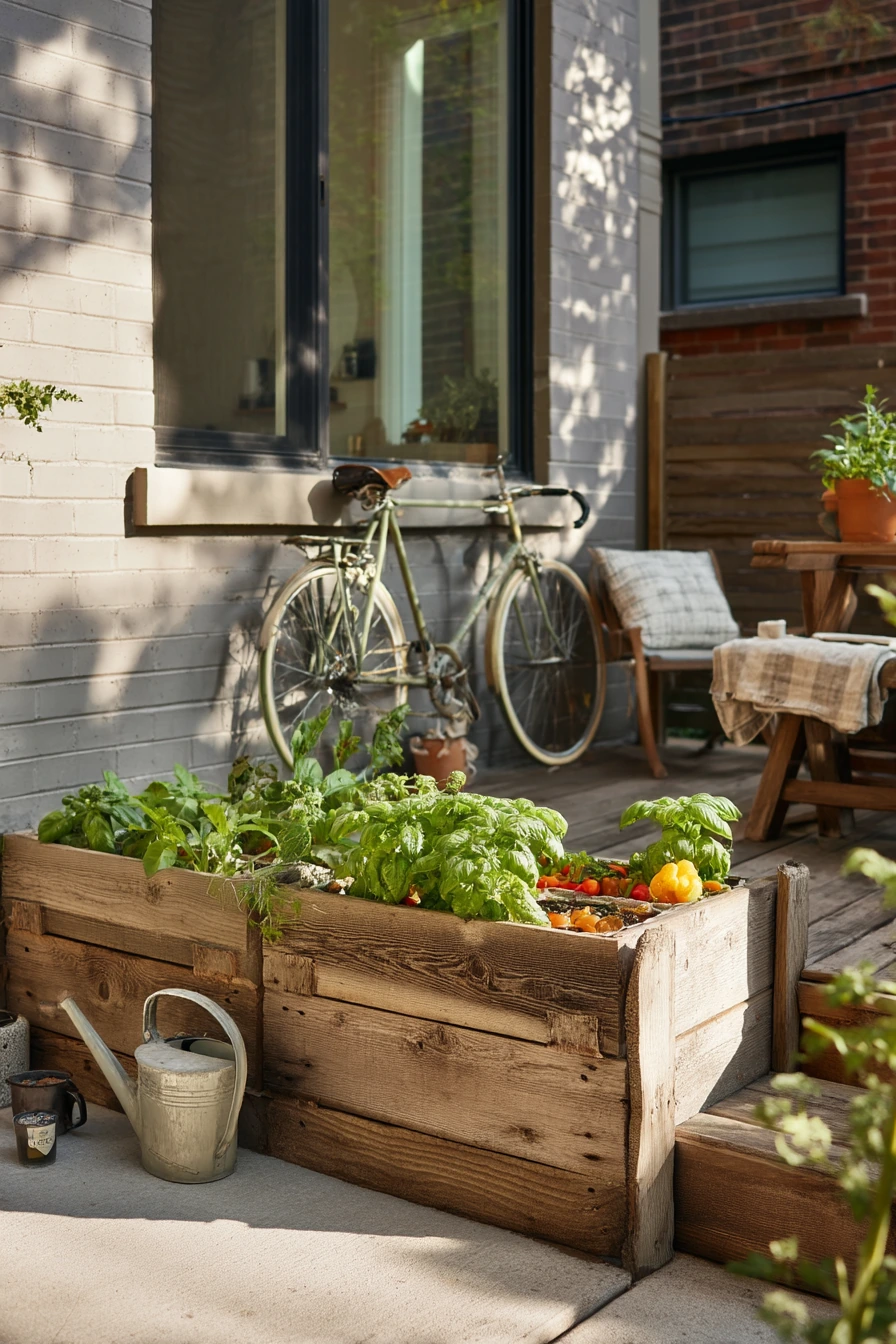 Tiny Urban Yard With Cedar Beds