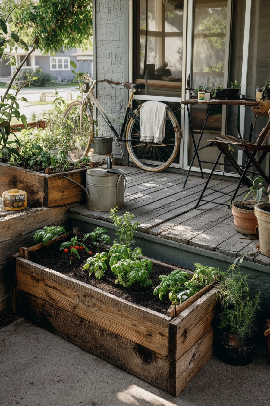 Tiny Urban Yard With Cedar Beds