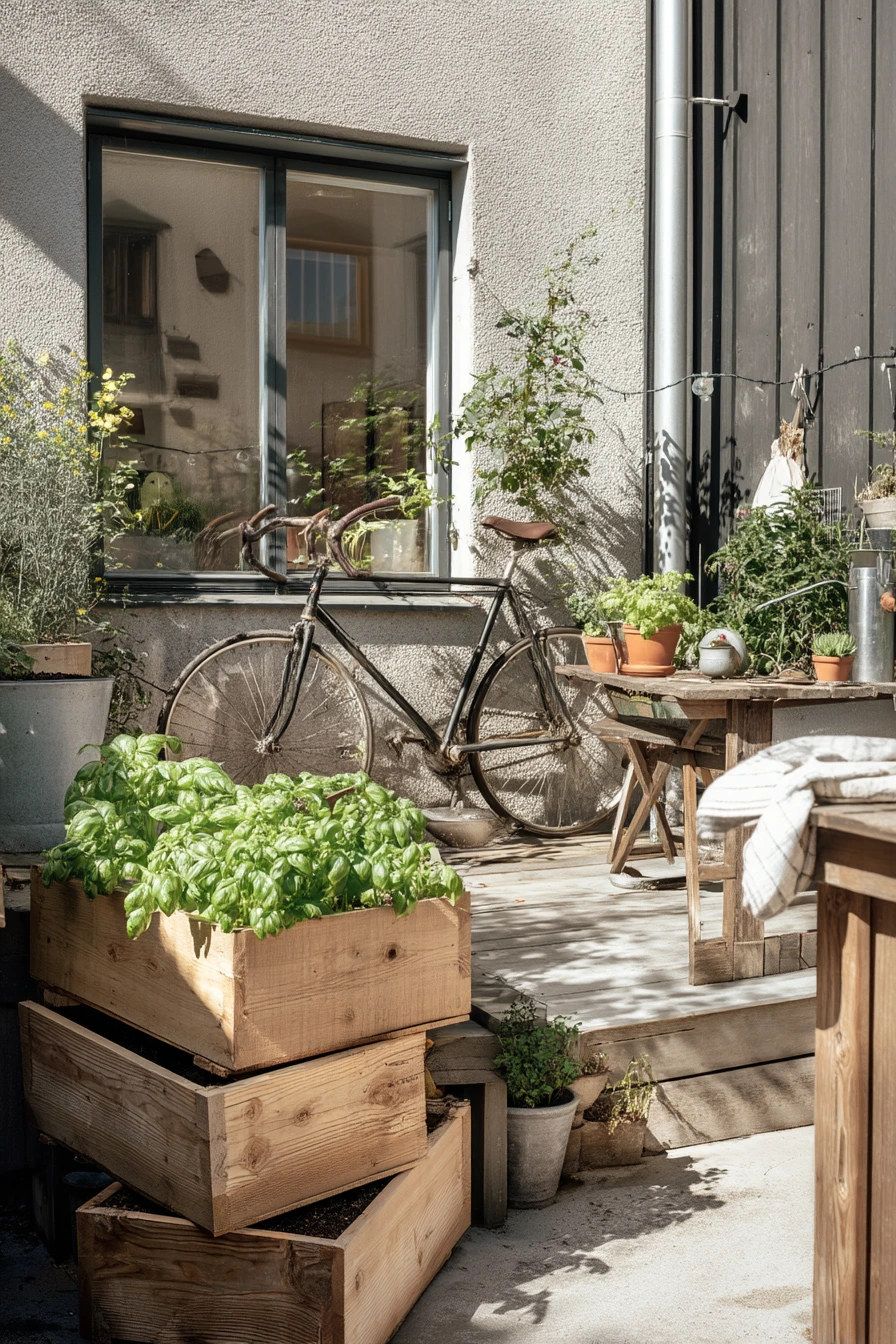 Tiny Urban Yard With Cedar Beds