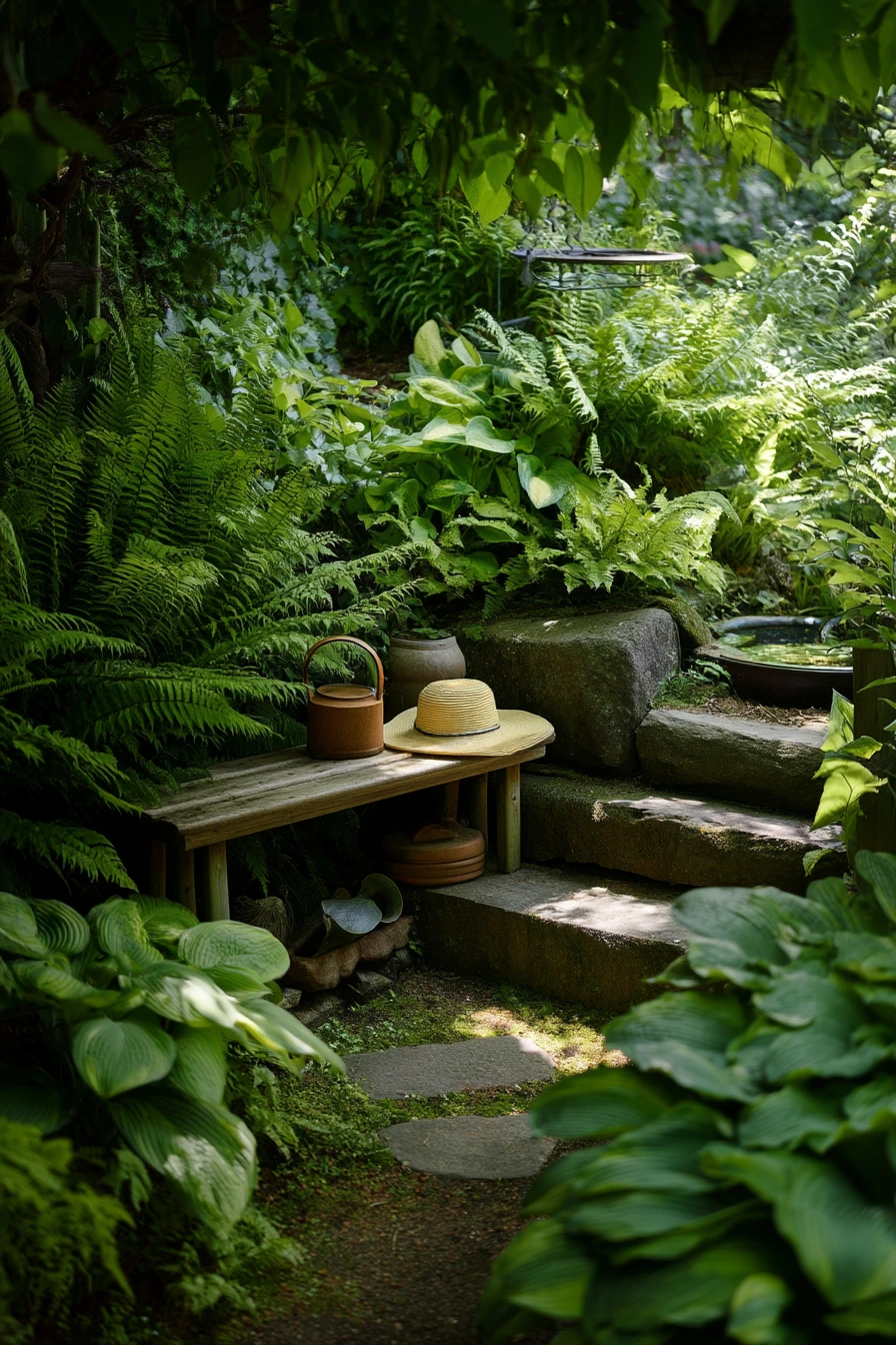 Lush koi pond for a shaded garden corner