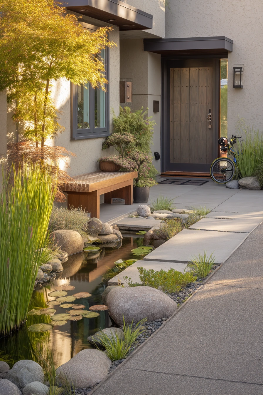 Front-yard koi pond with curb appeal